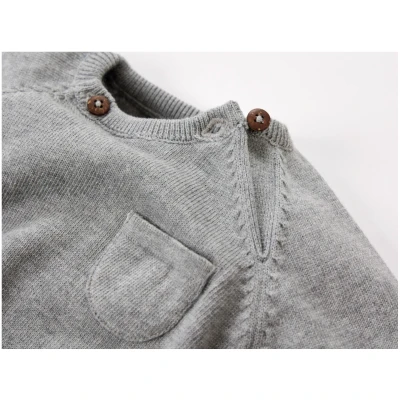Baby und Kinder Pullover Feinstrick Bio-Baumwolle graphit Gr. 50/56