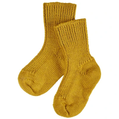 Baby und Kinder Socken Bio-Schurwolle Grobstrick curry Gr.18-20