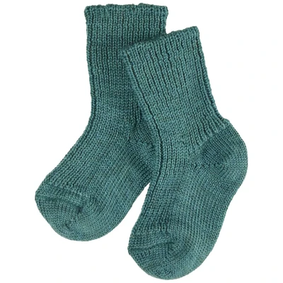 Baby und Kinder Socken Bio-Schurwolle Grobstrick petrol Gr.18-20