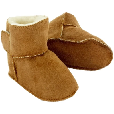 Babyschuhe Lammfell, Veloursleder, pflanzlich gegerbt braun Gr.16/17