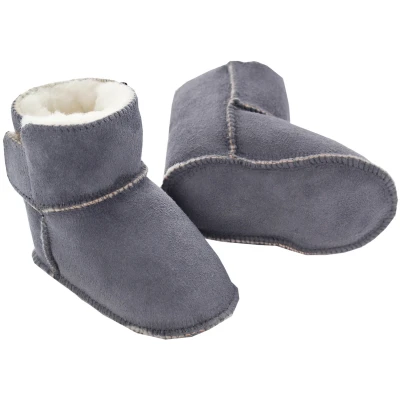 Babyschuhe Lammfell, Veloursleder, pflanzlich gegerbt grau Gr.16/17