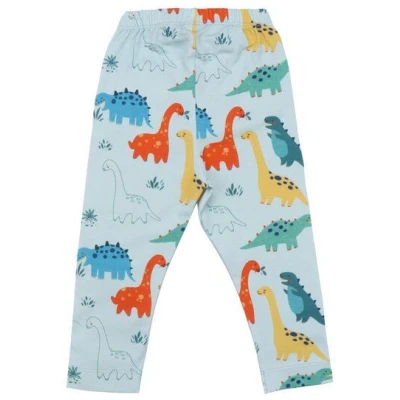 Bio-Baby Leggings Blau Walkiddy - Nachhaltige Baumwolle, Baby-Dinosaurier-Design, GOTS-zertifiziert, weiche Bio-Qualität, elastischer Bund, umweltfreundlich.