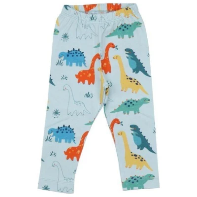 Bio-Baby Leggings Blau Walkiddy - Nachhaltige Baumwolle, Baby-Dinosaurier-Design, GOTS-zertifiziert, weiche Bio-Qualität, elastischer Bund, umweltfreundlich.