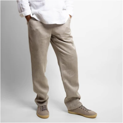 Bio-Leinenhose für Herren "denim" - sand
