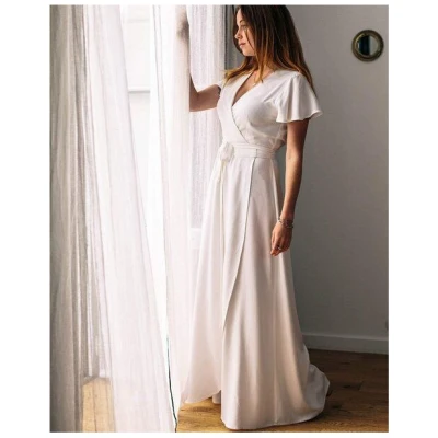 Brautkleid - Wickelkleid mit Schmetterlingsärmel Zermonie weiß Aatise 100% EcoVero