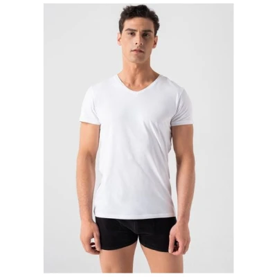Burnell & Son Unterhemd Herren V-Ausschnitt 3er Pack - T-Shirt Extra Lang mit Kurzarm Slim Fit