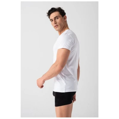 Burnell & Son Unterhemd Herren V-Ausschnitt 3er Pack - T-Shirt Extra Lang mit Kurzarm Slim Fit