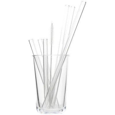Cocktail Strohhalm 6er Set Glas farblos