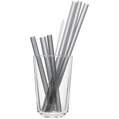 Cocktail Strohhalm 6er Set Glas smokey