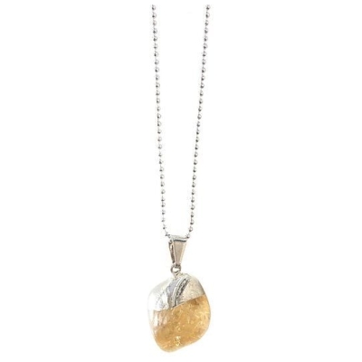 Crystal and Sage Zitrin Halskette versilbert