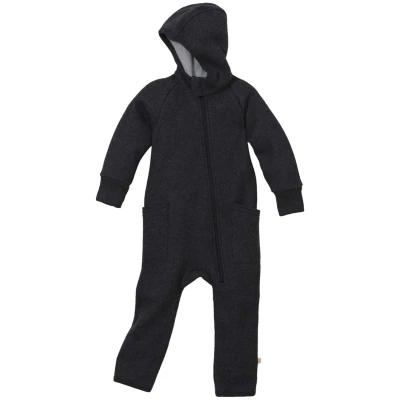 Disana Baby Walk-Overall mit Zipper Bio-Merinowolle anthrazit Gr.86/92