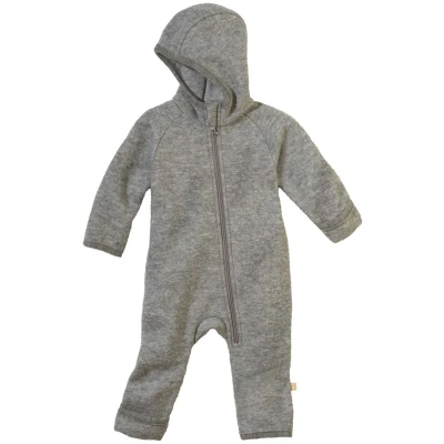 Disana Baby Walk-Overall mit Zipper Bio-Merinowolle hellgrau Gr.62/68