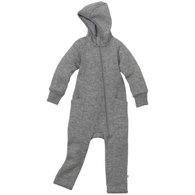 Disana Baby Walk-Overall mit Zipper Bio-Merinowolle hellgrau Gr.86/92