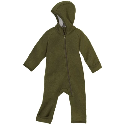 Disana Baby Walk-Overall mit Zipper Bio-Merinowolle oliv Gr.62/68