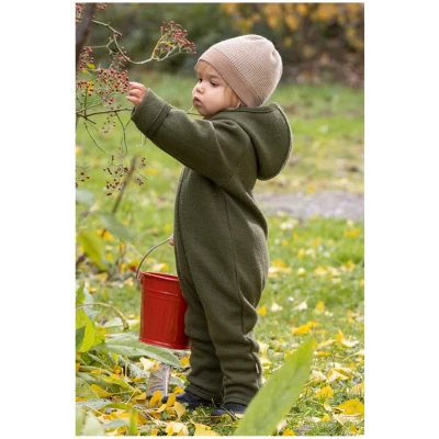Disana Baby Walk-Overall mit Zipper Bio-Merinowolle oliv Gr.62/68