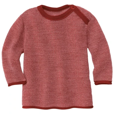 Disana Baby und Kinder Pullover Bio-Merinowolle melange-bordeaux-rosé Gr. 74/80