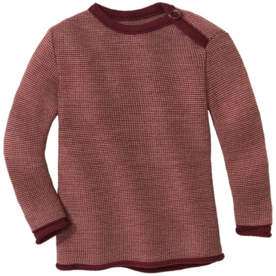 Disana Baby und Kinder Pullover Bio-Merinowolle melange-cassis-rose Gr. 74/80