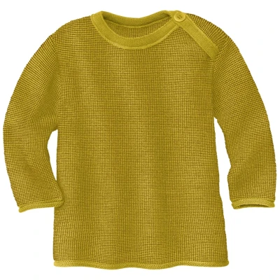 Disana Baby und Kinder Pullover Bio-Merinowolle melange-curry-gold Gr. 74/80