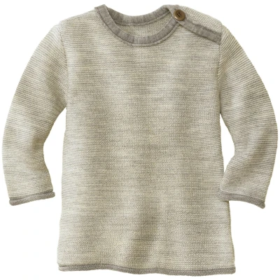 Disana Baby und Kinder Pullover Bio-Merinowolle melange-hellgrau Gr. 74/80