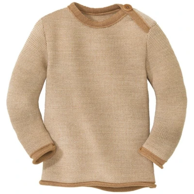 Disana Baby und Kinder Pullover Bio-Merinowolle melange-karamell-natur Gr. 74/80