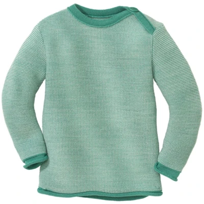 Disana Baby und Kinder Pullover Bio-Merinowolle melange-mint-natur Gr. 74/80