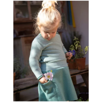 Disana Baby und Kinder Pullover Bio-Merinowolle melange-mint-natur Gr. 74/80
