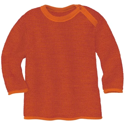 Disana Baby und Kinder Pullover Bio-Merinowolle melange-orange-bordeaux Gr. 74/80