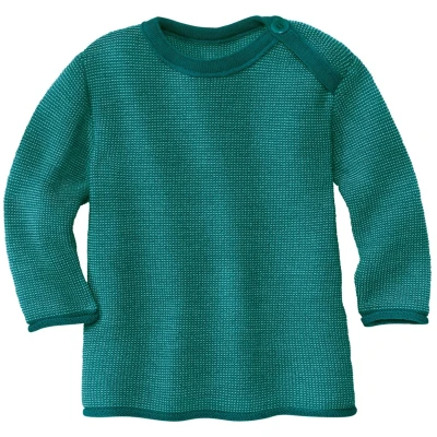Disana Baby und Kinder Pullover Bio-Merinowolle melange-pacific-lagoon Gr. 74/80