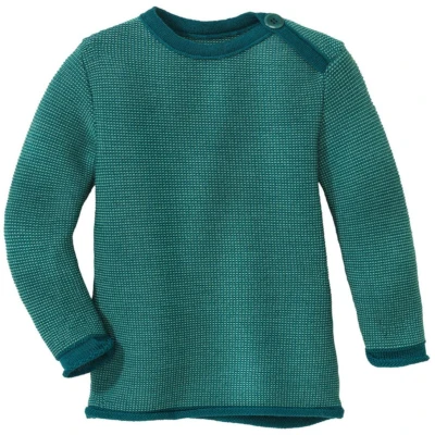 Disana Baby und Kinder Pullover Bio-Merinowolle melange-pacific-mint Gr. 74/80