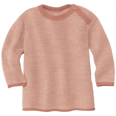 Disana Baby und Kinder Pullover Bio-Merinowolle melange-rosé-natur Gr. 74/80