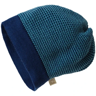 Disana Kinder Mütze Beanie Bio-Merinowolle melange-marine-lagoon Gr.1 (42-46 cm)