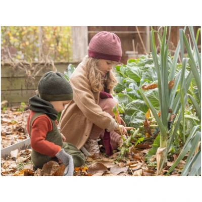 Disana Kinder Mütze Beanie Bio-Merinowolle melange-olive-anthrazit Gr.1 (42-46 cm)