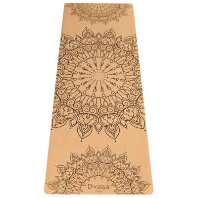 Divasya Yogamatte aus Kork & Naturkautschuk | mit Gurt & Hülle | 6 Designs