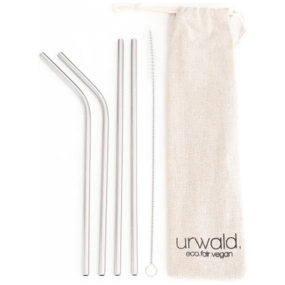 Edelstahl-Trinkhalme Set 4 Stk.+Bürste 6mm silber