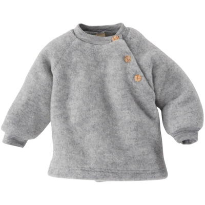Engel Natur Baby Pullover Bio-Merinowolle Fleece melange-hellgrau Gr. 62/68