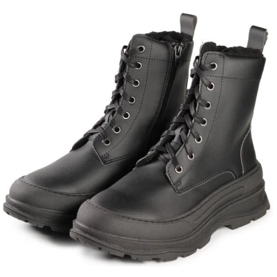 Fairticken Gefütterte hohe Stiefel ARADA mit veganem "Mais"-Leder (schwarz)