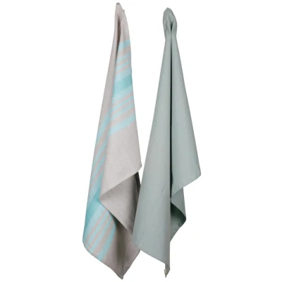 Geschirrtücher 2er Set aqua / Streifen