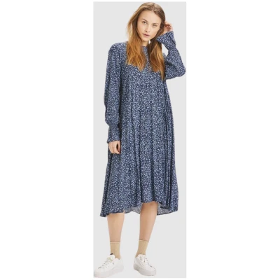 Heather A-Shape Pleated Flower Print Dress