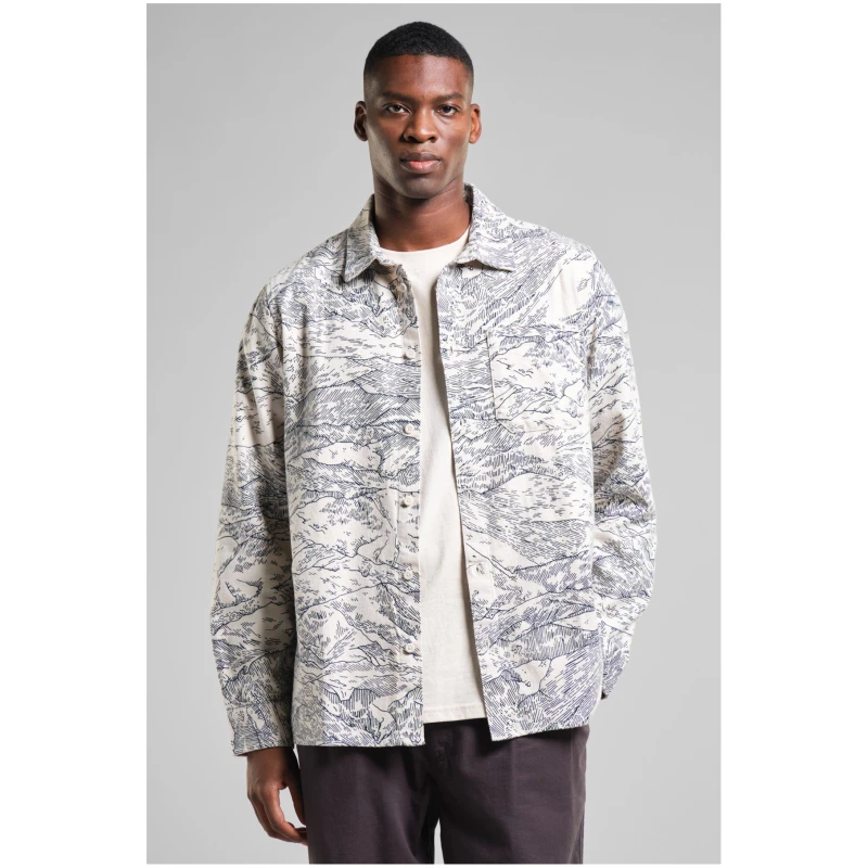 Hemd Rute Flannel Mountain Horizon Off White