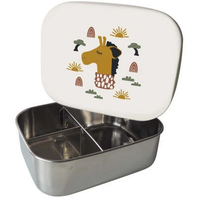 Kinder Edelstahl Brotdose Silikondeckel Giraffe Maße 17 x 13 x 5,5 cm Fassungsvermögen 900 ml