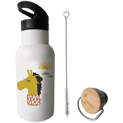 Kinder Edelstahl Trinkflasche Giraffe natur Maße 20 x 7 cm, 350 ml