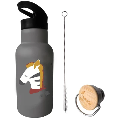 Kinder Edelstahl Trinkflasche Zebra grau Maße 20 x 7 cm, 350 ml