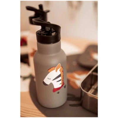 Kinder Edelstahl Trinkflasche Zebra grau Maße 20 x 7 cm, 350 ml