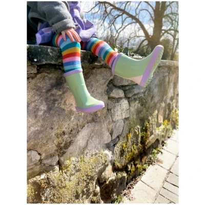 Kinder Gummistiefel "Beppo" Naturkautschuk mint-lila Gr.23