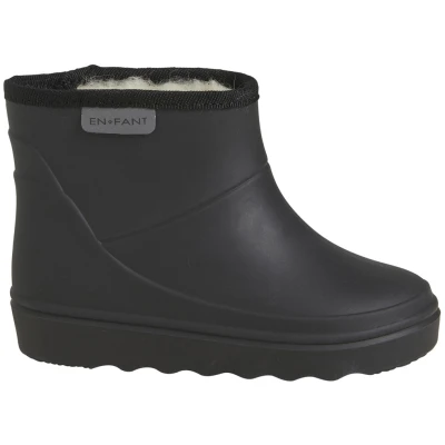 Kinder Gummistiefel mit kurzem Schaft und Schurwollfell, black Gr.21