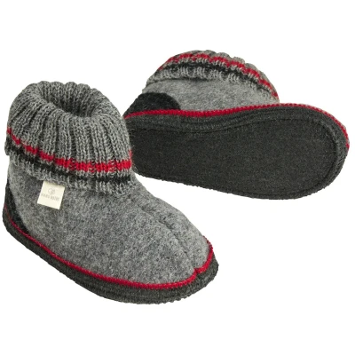 Kinder Hausschuhe Hüttenschuhe grau-rot Gr.23