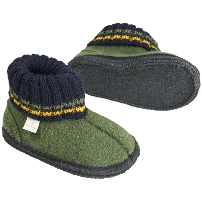 Kinder Hausschuhe Hüttenschuhe olive-marine Gr.23