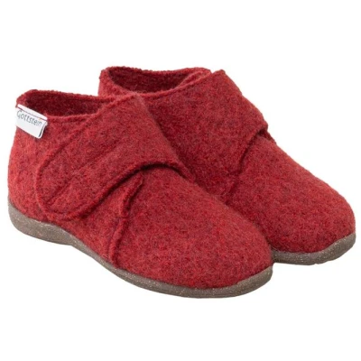 Kinder Hausschuhe Wollwalk Gummi-Kork Sohle rot-melange Gr.22