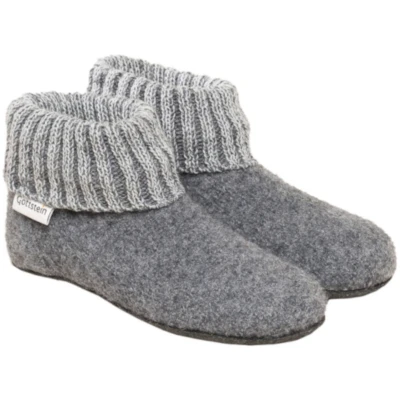 Kinder Hüttenschuhe Hausschuhe Wollwalk Filzsohle grau-melange Gr.24