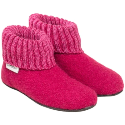Kinder Hüttenschuhe Hausschuhe Wollwalk Filzsohle himbeere Gr.24